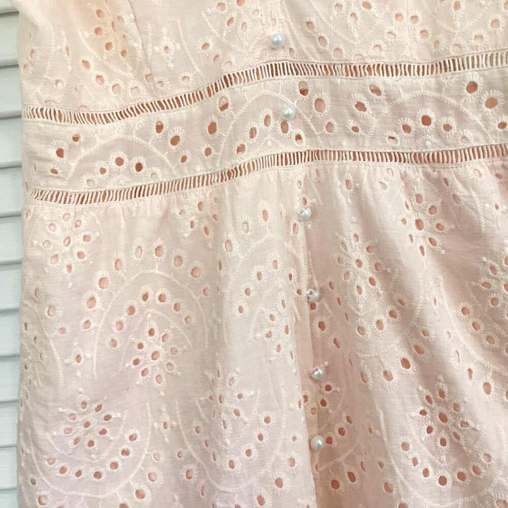 Simplee Eyelet Dress  Blush Pink Y2K Spaghetti Strap Maxi Dress Beachy Romantic - Picture 6 of 15